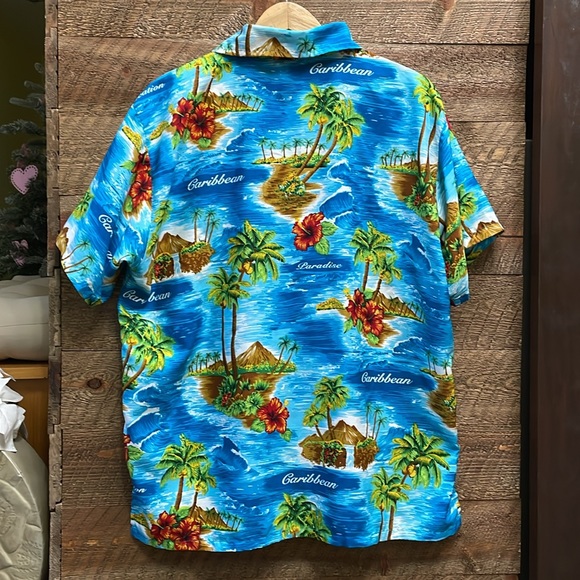 Rima Men’s Classic Short Sleeve Button Down Beach Shirt Blue Large - Picture 5 of 8